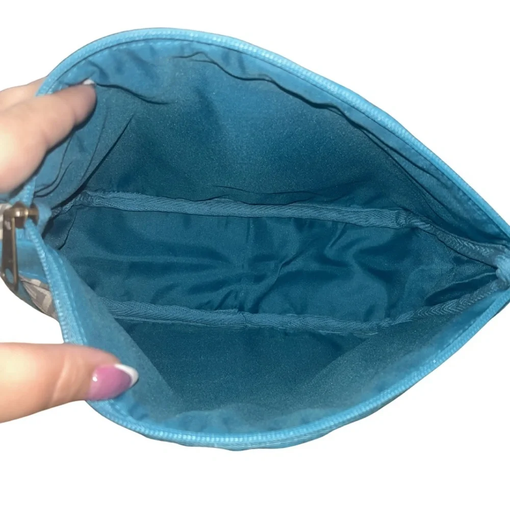 The Royal Standard Greek Key Amenities Bag - Gray & Turquoise Canvas